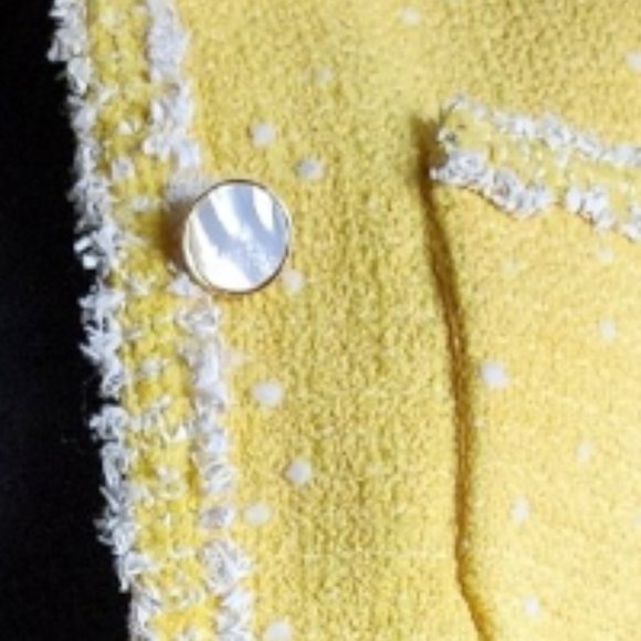 Vintage Y2K CARLISLE Yellow Wool Blend Boucle Tweed Jacket Size 0 - Picture 8 of 9